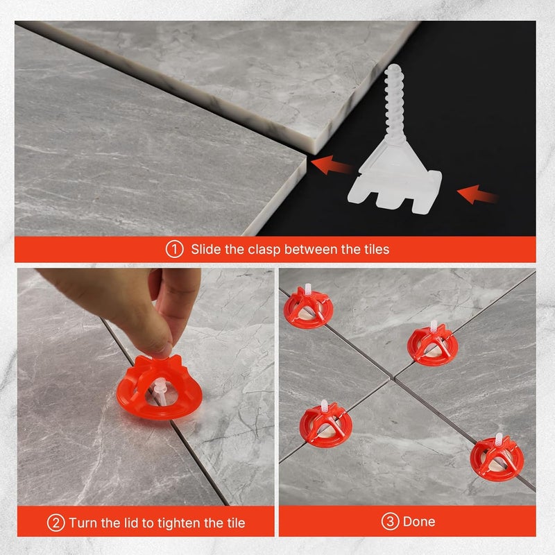 DGSL Tile Leveling System 1/8", 900 Pcs Tile Spacers and 300 Pcs Red Cap, Tile Spacers Leveling System for Professional Ceramic Tile and Stone Installation, Precision Gap Control - Image 5